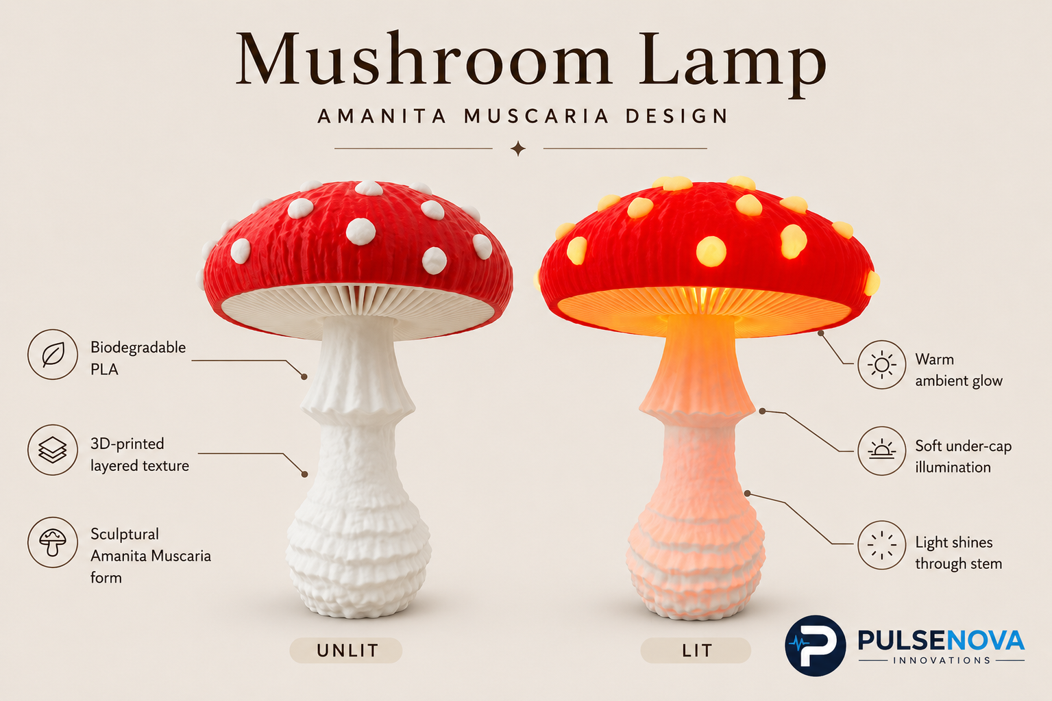 Mushroom Lamp – Amanita Muscaria Design