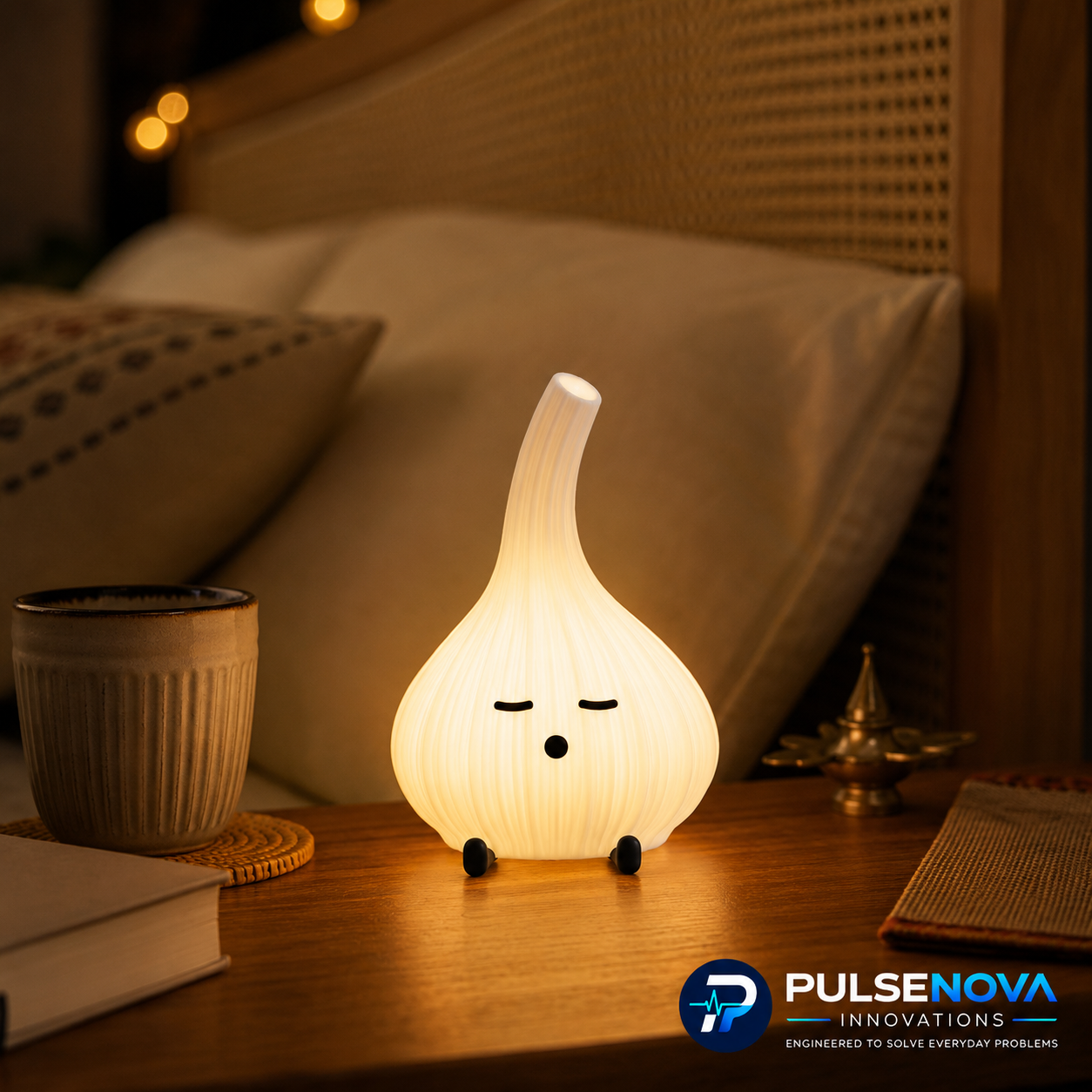 Garlic Night Light Lamp - Cute Cozy Glow (14cmx10cm)