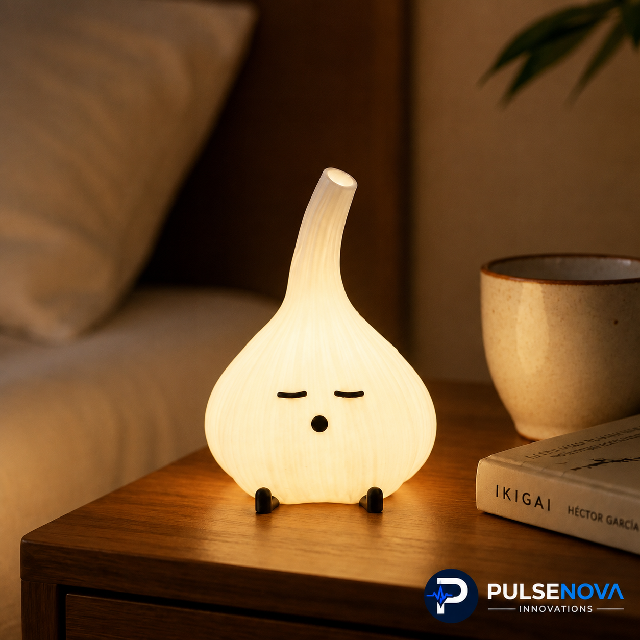 Garlic Night Light Lamp - Cute Cozy Glow (14cmx10cm)