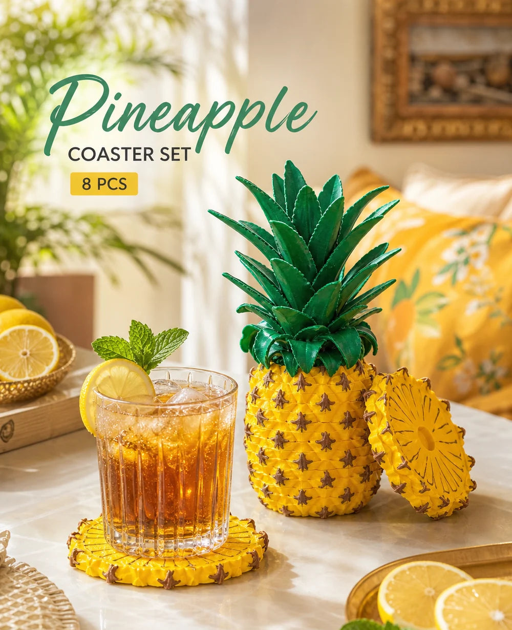 Pineapple Coaster Set (8 Pcs In One Set)