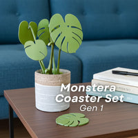 Leafix Classic Monstera Coaster Set With Magnetic Leaves & Pot