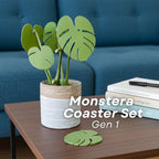 Leafix Classic Monstera Coaster Set With Magnetic Leaves & Pot