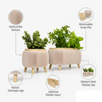 Modern Herb Planter Set with Drainage & Legs (set of 2)