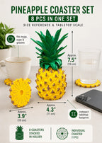 Pineapple Coaster Set (8 Pcs In One Set)
