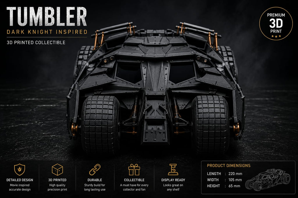 3D Printed Tumbler Car | Superhero Armored Vehicle Collectible | Premium Desk Display